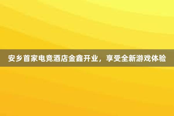 安乡首家电竞酒店金鑫开业，享受全新游戏体验